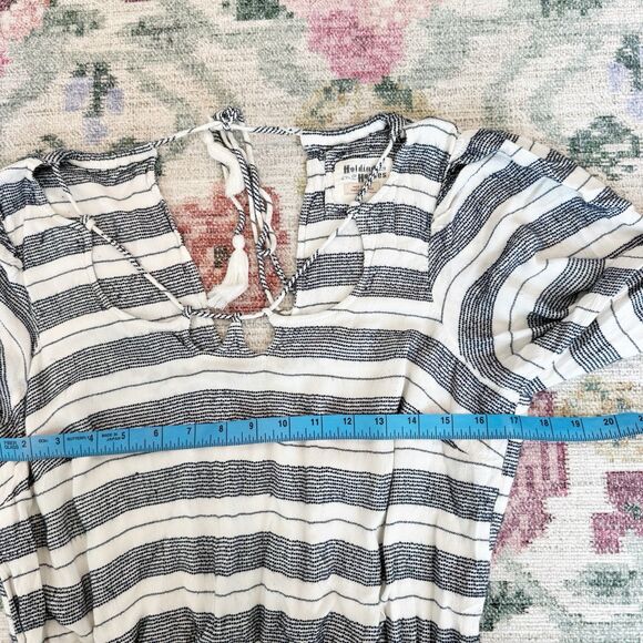 Anthropologie Striped Romper Sz Medium Long Sleeve Beachy Nautical Sailor Flowy - Picture 6 of 7